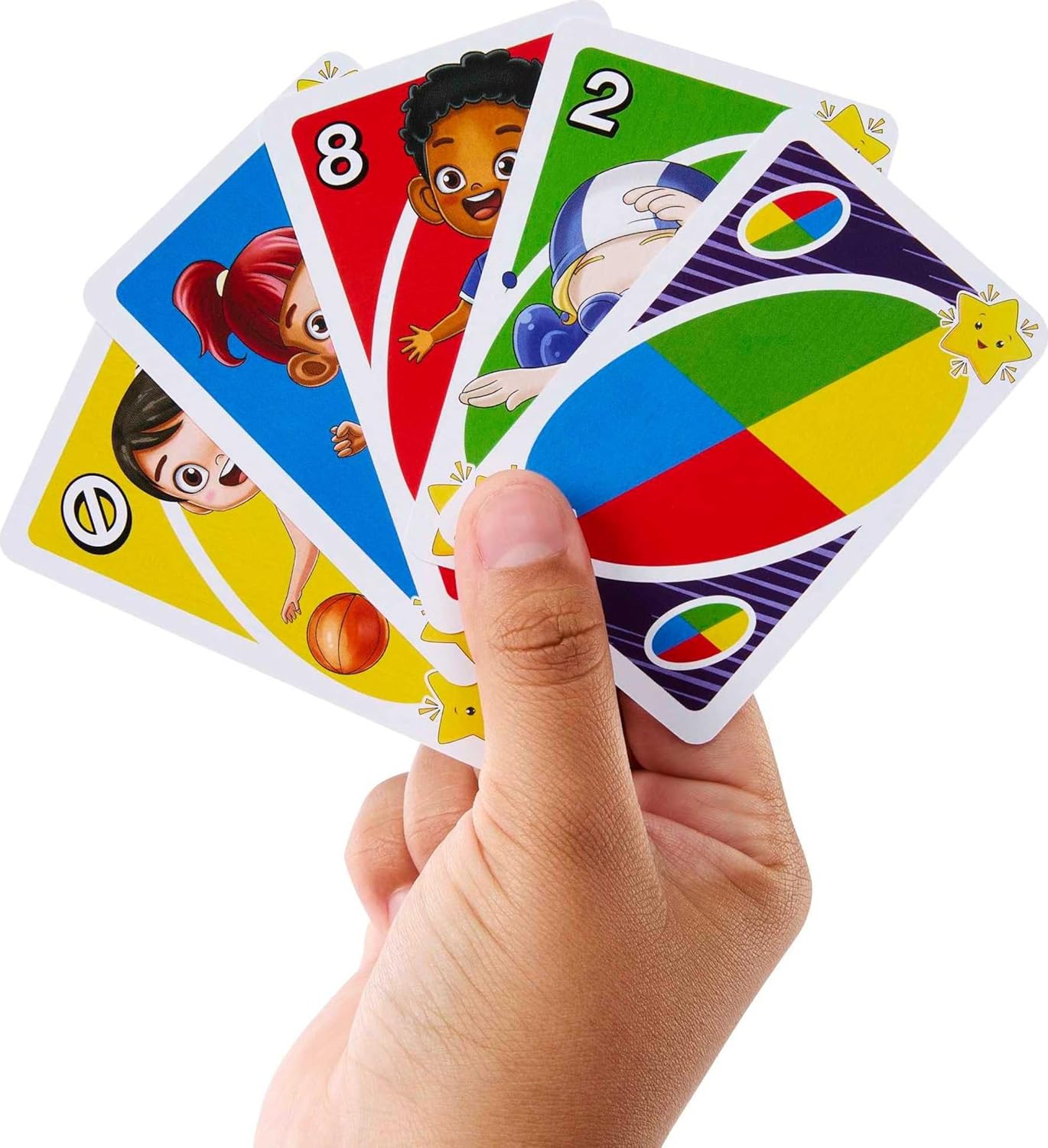 UNO Junior Move! - Aktive Variante des Kartenspiels, 3 Schwierigkeitsstufen für Einstieg jüngerer Spieler, Bewegungskarten, für Kinder ab 3 Jahren