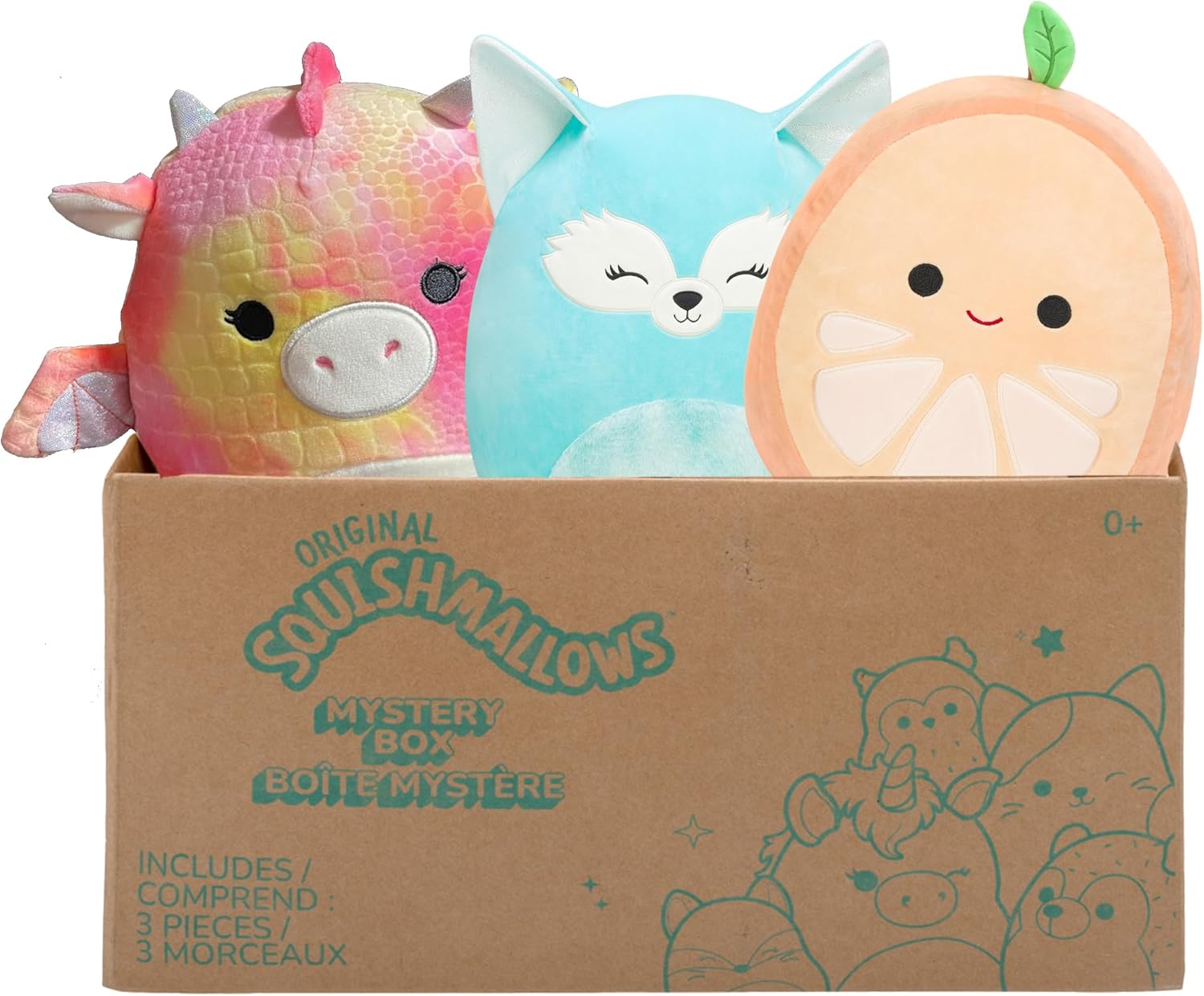 Squishmallows SQCR04665 - Mystery Box, enthält 3X 20cm Überraschungs, zufällige Auswahl, offizielles Jazwares Plüsch