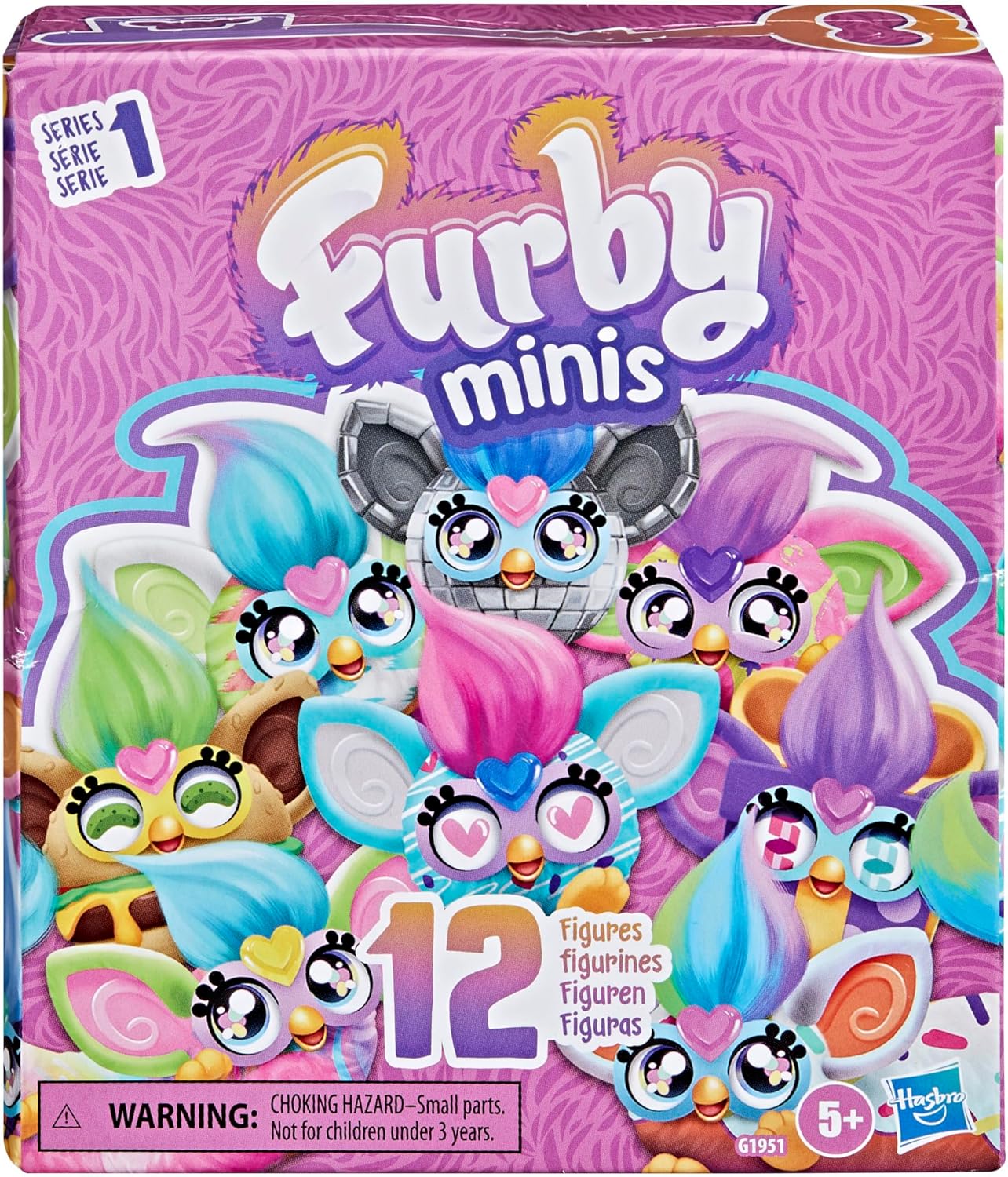 FURBY Minis Figuren 12er-Pack Serie 1, 2,5 cm große interaktive Plüschtiere für Mädchen und Jungen ab 5 Jahren, Bunte Figuren mit beweglichen Augen und lustiger Frisur zum Sammeln und Tauschen